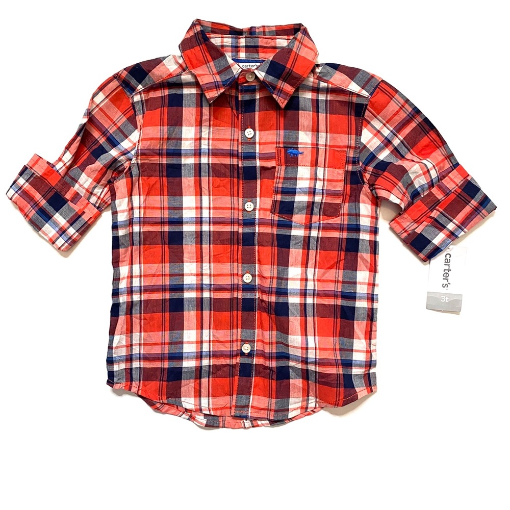 Carter’s Red Blue Plaid Button Shirt NWT
